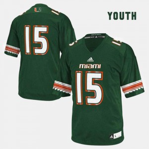 #15 Miami Jersey Youth(Kids) Green College Football 218904-283