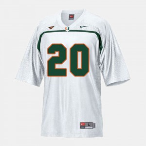 #20 College Football White Youth(Kids) Ed Reed Miami Jersey 825862-550