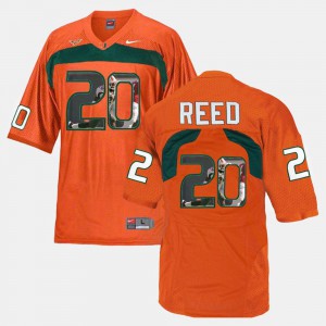 Ed Reed Miami Jersey Orange #20 For Men's Player Pictorial 352377-323