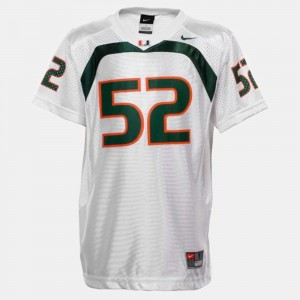 White Youth(Kids) College Football Ray Lewis Miami Jersey #52 993885-854