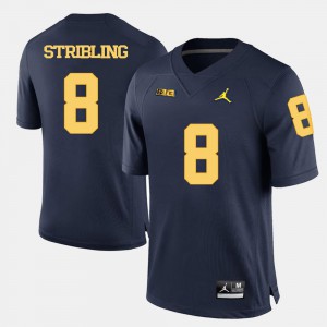 #8 Men's Channing Stribling Michigan Jersey Navy Blue College Football 950837-853