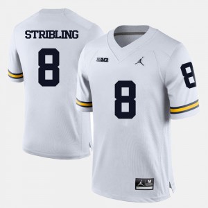 Channing Stribling Michigan Jersey White #8 College Football For Men's 345570-642