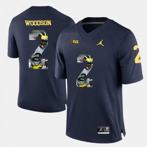 #2 Navy Blue Player Pictorial Men's Charles Woodson Michigan Jersey 954425-709