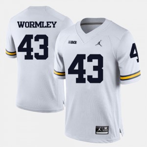 #43 College Football For Men's White Chris Wormley Michigan Jersey 604000-520