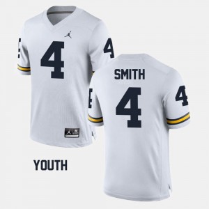 White #4 De'Veon Smith Michigan Jersey College Football For Kids 786919-444