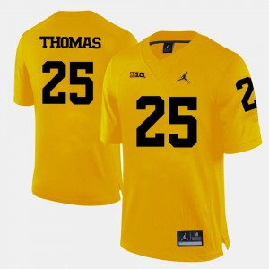 For Men's Dymonte Thomas Michigan Jersey College Football #25 Yellow 171192-113