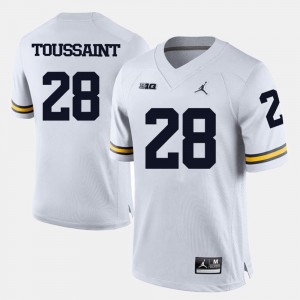 For Men #28 White College Football Fitzgerald Toussaint Michigan Jersey 828560-986