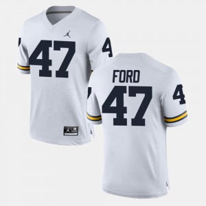 #47 White For Men's Gerald Ford Michigan Jersey Alumni Football Game 500233-376