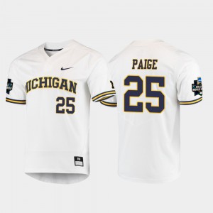 Isaiah Paige Michigan Jersey White 2019 NCAA Baseball College World Series Men #25 996199-389