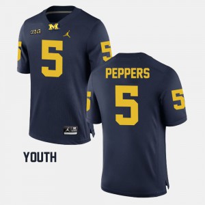 Youth Jabrill Peppers Michigan Jersey #5 Alumni Football Game Navy 919293-331