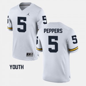 White Kids Alumni Football Game #5 Jabrill Peppers Michigan Jersey 155671-894