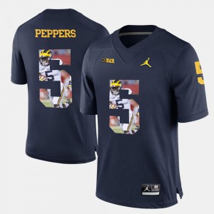 #5 Mens Jabrill Peppers Michigan Jersey Navy Blue Player Pictorial 870290-237