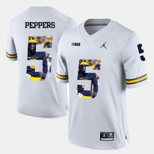 For Men Jabrill Peppers Michigan Jersey #5 Player Pictorial White 308409-274