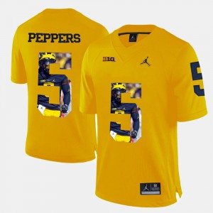 Yellow Jabrill Peppers Michigan Jersey Player Pictorial Mens #5 436654-493
