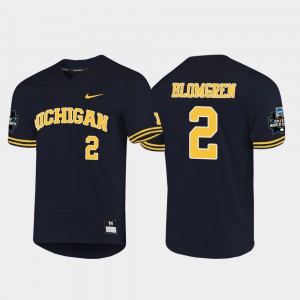 For Men Navy #2 2019 NCAA Baseball College World Series Jack Blomgren Michigan Jersey 389723-451