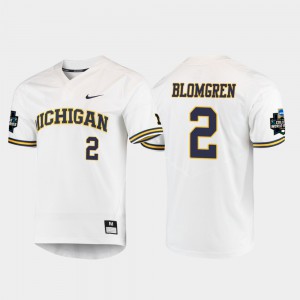 For Men #2 2019 NCAA Baseball College World Series White Jack Blomgren Michigan Jersey 381015-798
