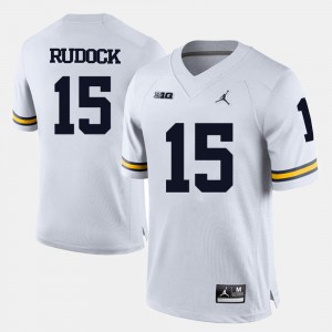 #15 Men White College Football Jake Rudock Michigan Jersey 426645-329