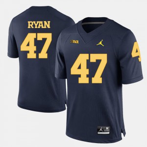 #47 For Men's Jake Ryan Michigan Jersey College Football Navy Blue 300924-428