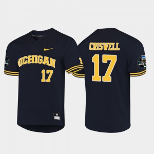 Jeff Criswell Michigan Jersey Navy For Men #17 2019 NCAA Baseball College World Series 547386-115