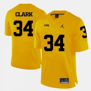 College Football Yellow Jeremy Clark Michigan Jersey Men's #34 881139-991