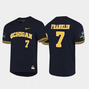 Navy #7 For Men's 2019 NCAA Baseball College World Series Jesse Franklin Michigan Jersey 675478-487