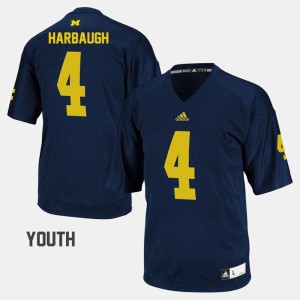 Navy #4 Youth(Kids) Jim Harbaugh Michigan Jersey College Football 764419-596
