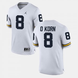 John O'Korn Michigan Jersey #8 White For Men's Alumni Football Game 115204-214