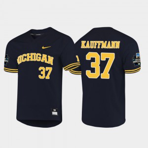 Navy For Men #37 Karl Kauffmann Michigan Jersey 2019 NCAA Baseball College World Series 681264-488