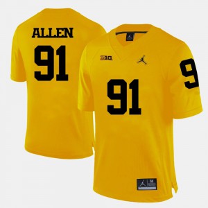 Men College Football Yellow Kenny Allen Michigan Jersey #91 529384-526