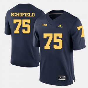 Mens #75 Michael Schofield Michigan Jersey College Football Navy Blue 757992-253
