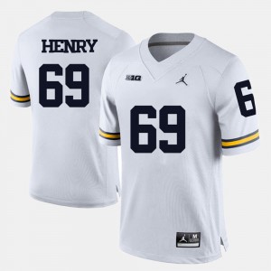 For Men College Football Willie Henry Michigan Jersey #69 White 512270-732