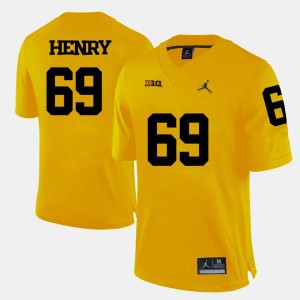 Yellow #69 Willie Henry Michigan Jersey For Men's College Football 496239-771