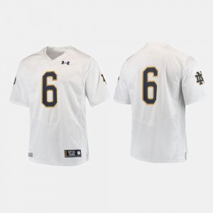 For Men White #6 Notre Dame Jersey College Football 947381-318