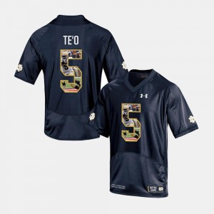 Navy #5 For Men's Player Pictorial Manti Te'o Notre Dame Jersey 479278-585