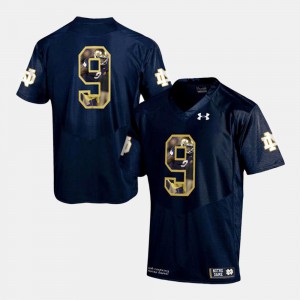 Player Pictorial Navy #9 Notre Dame Jersey For Men 392566-750