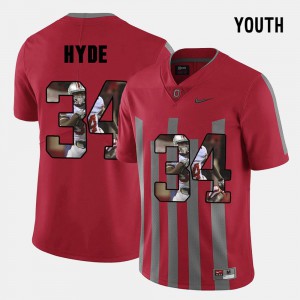 CameCarlos Hyde OSU Jersey Youth(Kids) Pictorial Fashion Red #34 102835-480
