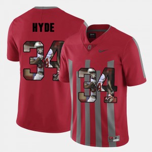 CameCarlos Hyde OSU Jersey Red Men's Pictorial Fashion #34 375015-696