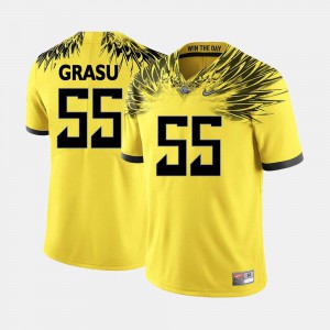 #55 Yellow Hroniss Grasu Oregon Jersey For Men's College Football 182395-124