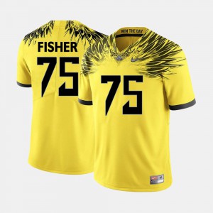 College Football Yellow For Men's #75 Jake Fisher Oregon Jersey 850205-173