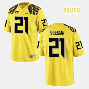 College Football Yellow #21 Royce Freeman Oregon Jersey Kids 337242-410