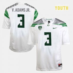 Vernon Adams Oregon Jersey College Football Youth(Kids) White #3 911626-405