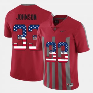 Scarlet Pete Johnson OSU Jersey For Men's US Flag Fashion #33 177274-837