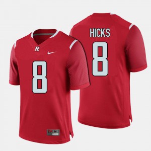 #8 Red For Men College Football Josh Hicks Rutgers Jersey 341570-897