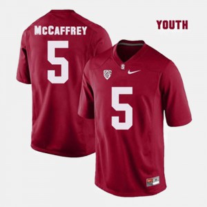Kids #5 College Football Christian McCaffrey Stanford Jersey Red 103539-178