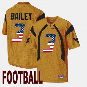 Stedman Bailey WVU Jersey #3 For Men's Gold US Flag Fashion 953666-931