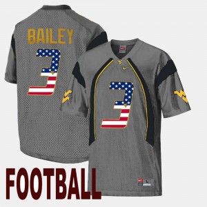 Stedman Bailey WVU Jersey Gray #3 Men US Flag Fashion 513104-242