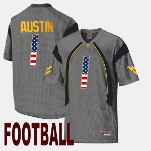 US Flag Fashion #1 Gray For Men Tavon Austin WVU Jersey 348316-169