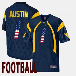 #1 Tavon Austin WVU Jersey US Flag Fashion Navy For Men 841557-318