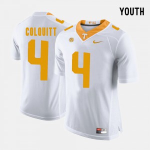 White Britton Colquitt UT Jersey #4 College Football Youth 759475-951