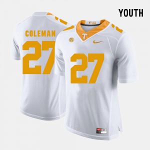 White Youth College Football Justin Coleman UT Jersey #27 321425-247